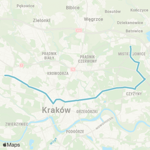 ZTP Kraków Bronowice Małe ↔ Os. Piastów map