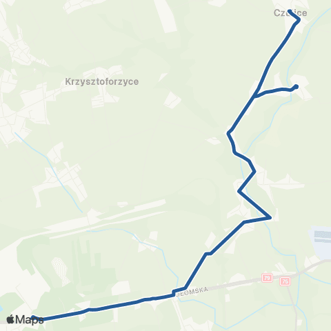 ZTP Kraków Pleszów ↔ Czulice Kościół map