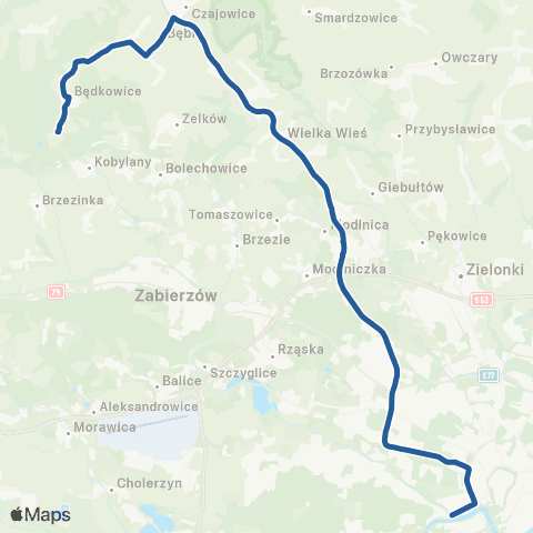 ZTP Kraków Os. Podwawelskie ↔ Będkowice Pętla map