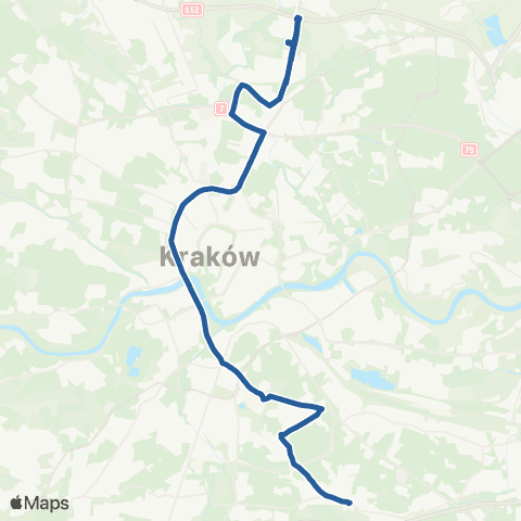 ZTP Kraków Górka Narodowa P+R ↔ Piaski Wielkie map