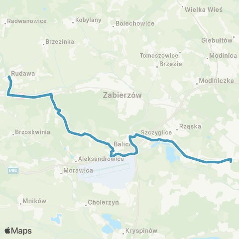 ZTP Kraków Bronowice Małe ↔ Rudawa Rynek map