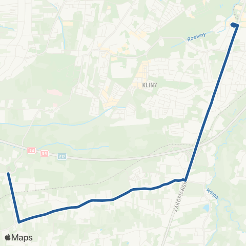 ZTP Kraków Borek Fałęcki ↔ Sidzina map