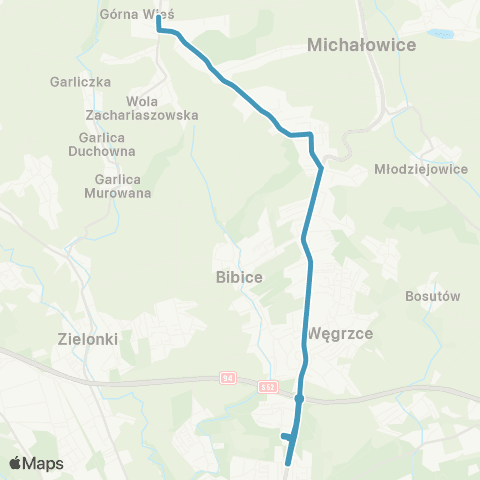 ZTP Kraków Górka Narodowa P+R ↔ Górna Wieś Pętla map