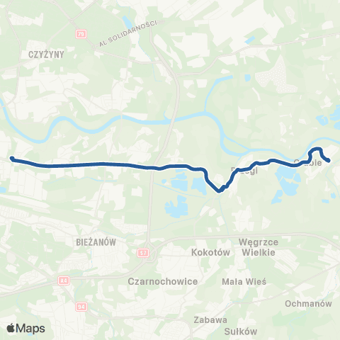ZTP Kraków Mały Płaszów P+R ↔ Grabie Kościół map