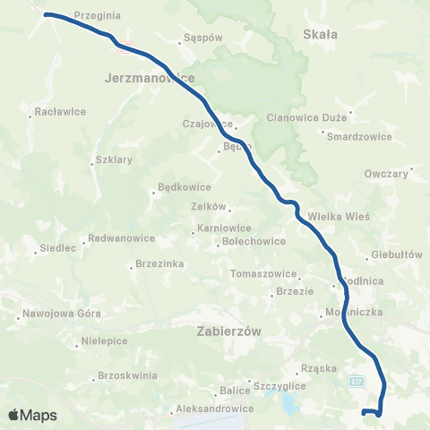 ZTP Kraków Bronowice Małe ↔ Przeginia Kościół map