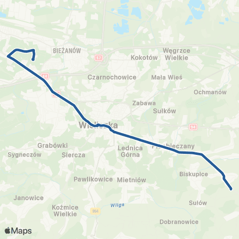 ZTP Kraków Podgórze SKA ↔ Trąbki Pętla map