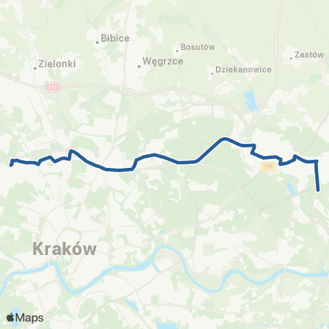 ZTP Kraków Azory ↔ Kombinat map