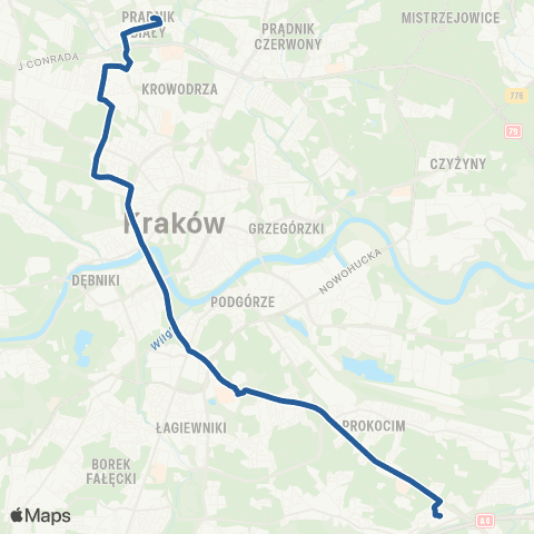 ZTP Kraków Prądnik Biały ↔ Rżąka map