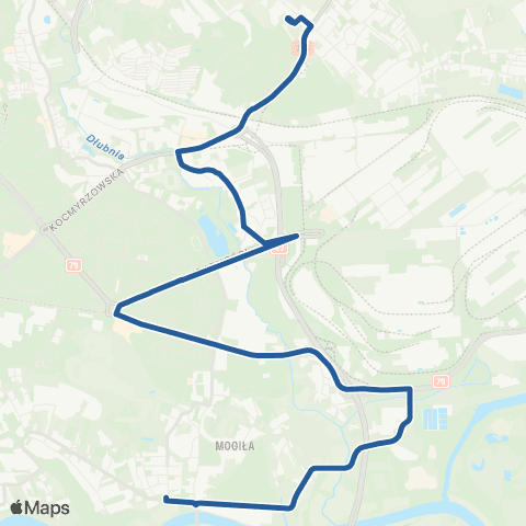 ZTP Kraków Szpital Okulistyczny ↔ Lesisko map