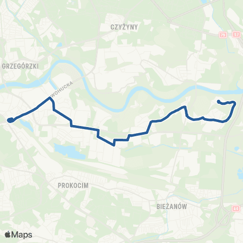 ZTP Kraków Podgórze SKA ↔ Podwierzbie map