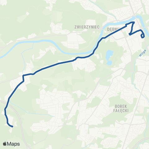 ZTP Kraków Os. Podwawelskie ↔ Podgórki Tynieckie map