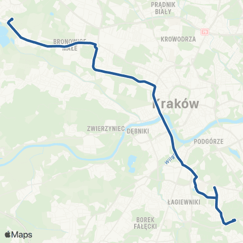 ZTP Kraków Piaski Nowe ↔ Mydlniki Wapiennik P+R map