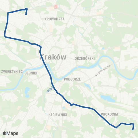ZTP Kraków Azory ↔ Nowy Bieżanów Południe map