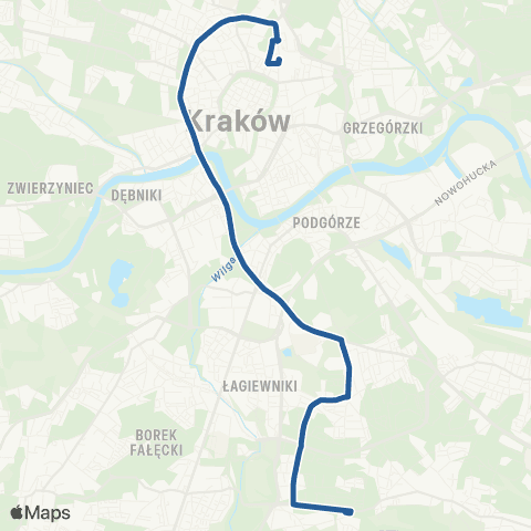 ZTP Kraków Dworzec Główny Zachód ↔ Os. Kurdwanów map