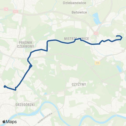 ZTP Kraków Dworzec Główny Wschód ↔ Os. Na Stoku map
