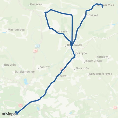 ZTP Kraków Czyżyny Dworzec ↔ Łososkowice Remiza map
