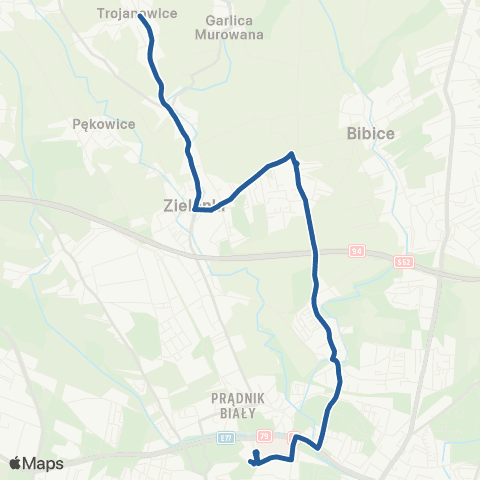 ZTP Kraków Krowodrza Górka P+R ↔ Trojanowice Pętla map