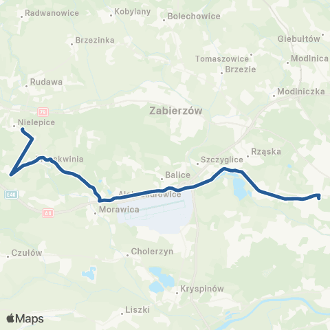 ZTP Kraków Bronowice Małe ↔ Nielepice Pętla map