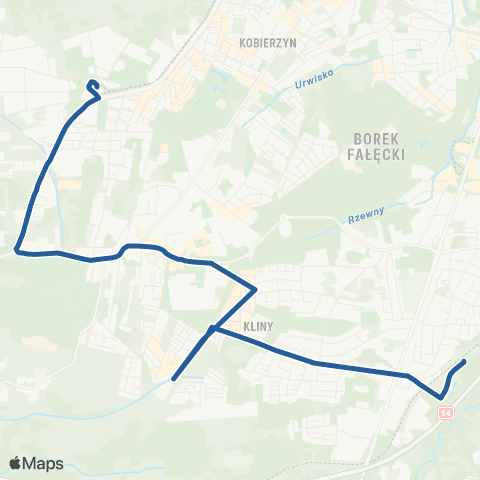 ZTP Kraków Czerwone Maki P+R ↔ Swoszowice SKA map