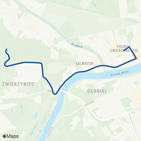 ZTP Kraków Kopiec Kościuszki ↔ Plac na Stawach map