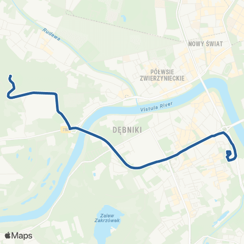 ZTP Kraków Kopiec Kościuszki ↔ Os. Podwawelskie map