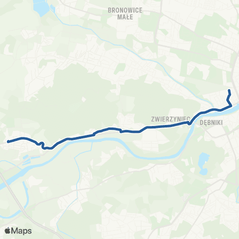 ZTP Kraków Cracovia Stadion ↔ Bielany map