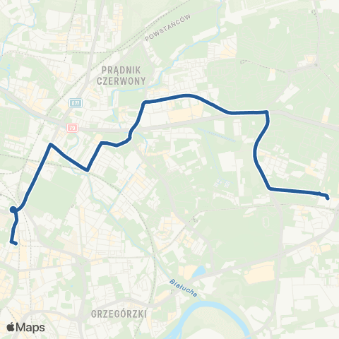 ZTP Kraków Czyżyny Dworzec ↔ Dworzec Główny Zachód map