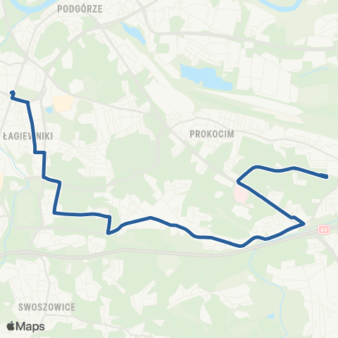 ZTP Kraków Łagiewniki ↔ Nowy Bieżanów P+R map