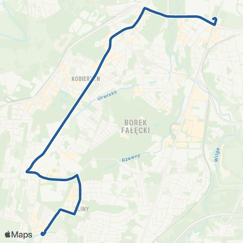 ZTP Kraków Łagiewniki ↔ Os. Pod Fortem map