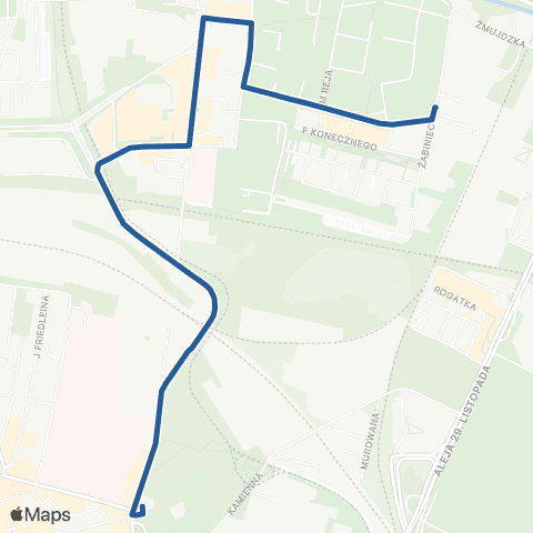 ZTP Kraków Nowy Kleparz ↔ Żabiniec map