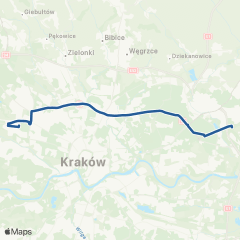 ZTP Kraków Bronowice Małe ↔ Kombinat map