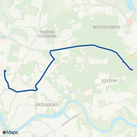 ZTP Kraków Cracovia Stadion ↔ Aleja Przyjaźni map