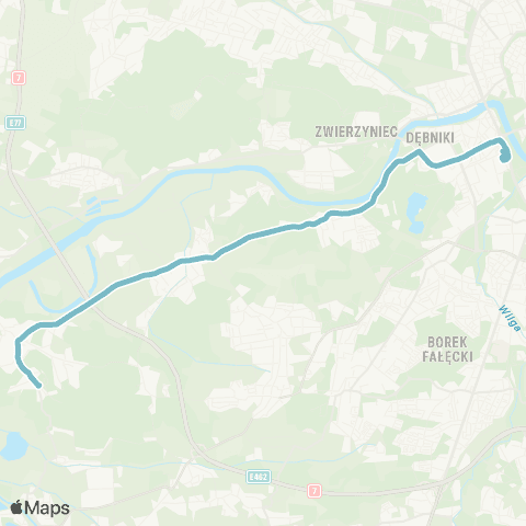 ZTP Kraków Os. Podwawelskie ↔ Tyniec Kamieniołom map